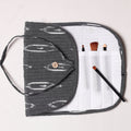  Ikat Fabric Multipurpose Segmented Make-up Brush Wrap Pouch/Case 