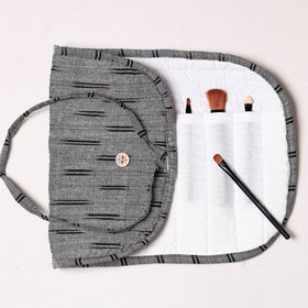  Ikat Fabric Multipurpose Segmented Make-up Brush Wrap Pouch/Case 