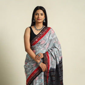 Buy Grey Ikat Handloom Cotton Sambalpuri Saree