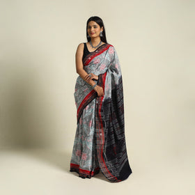 Buy Grey Ikat Handloom Cotton Sambalpuri Saree