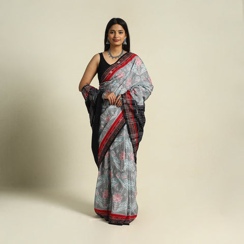 Buy Grey Ikat Handloom Cotton Sambalpuri Saree
