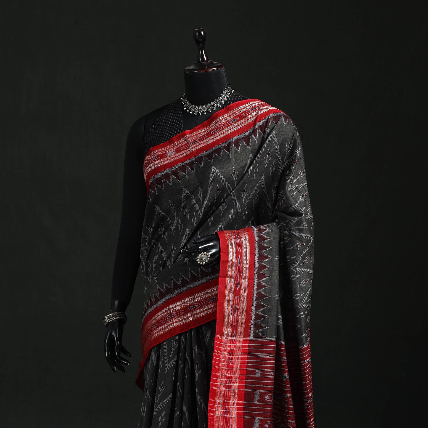 Ikat handloom cotton sambalpuri saree 23 - handcrafted