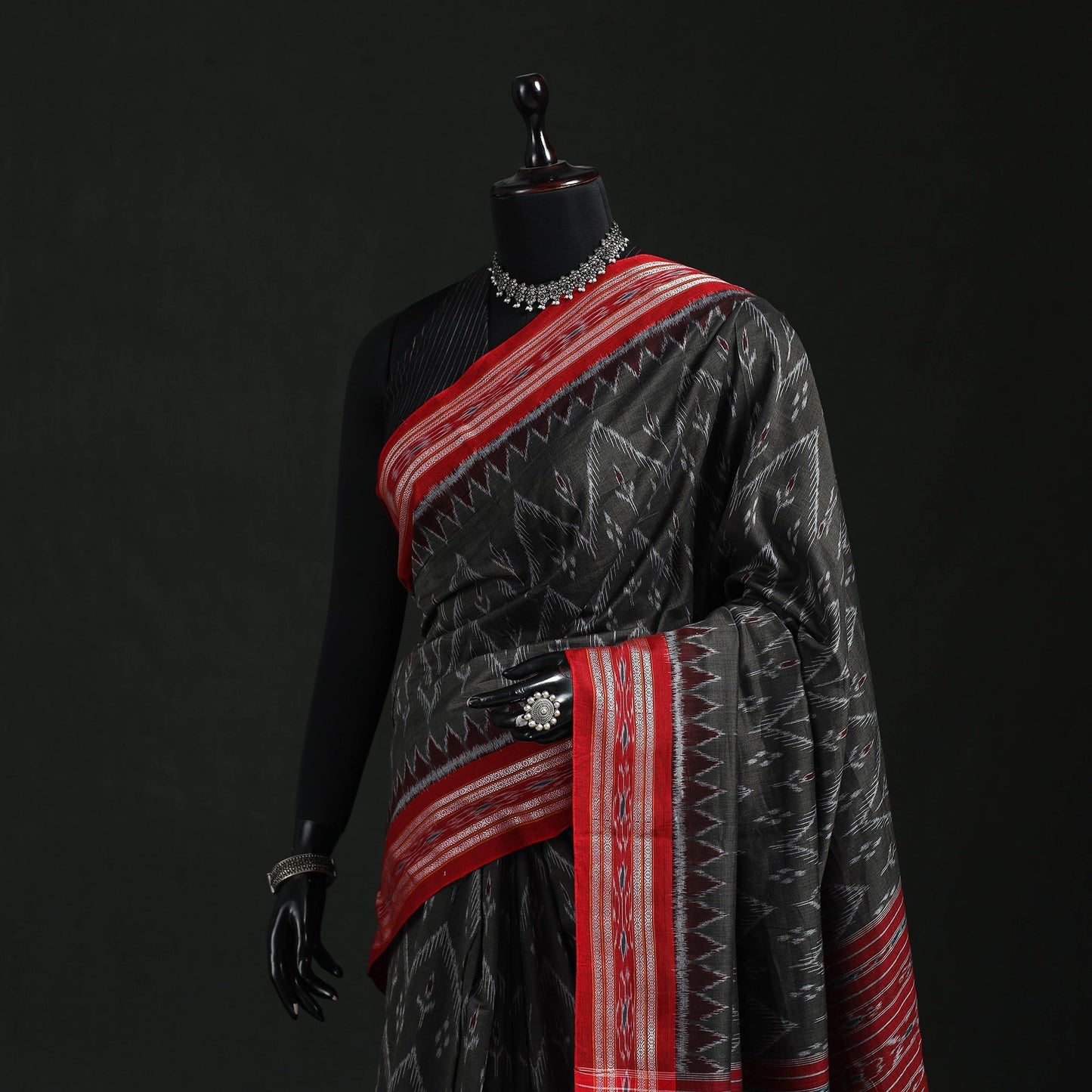 Ikat handloom cotton sambalpuri saree 29 - handcrafted
