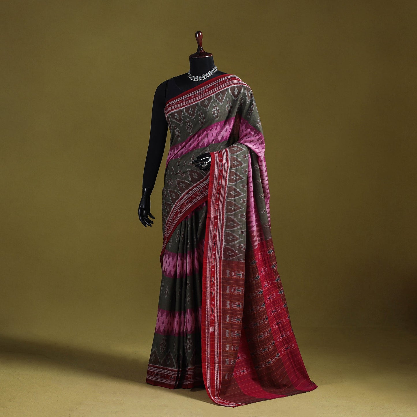 Grey - ikat handloom pure cotton sambalpuri saree 08