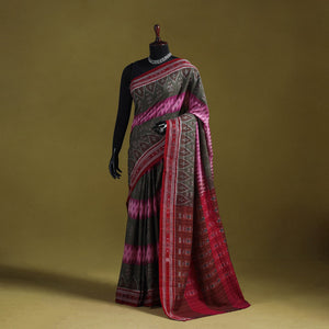 Grey - ikat handloom pure cotton sambalpuri saree 08