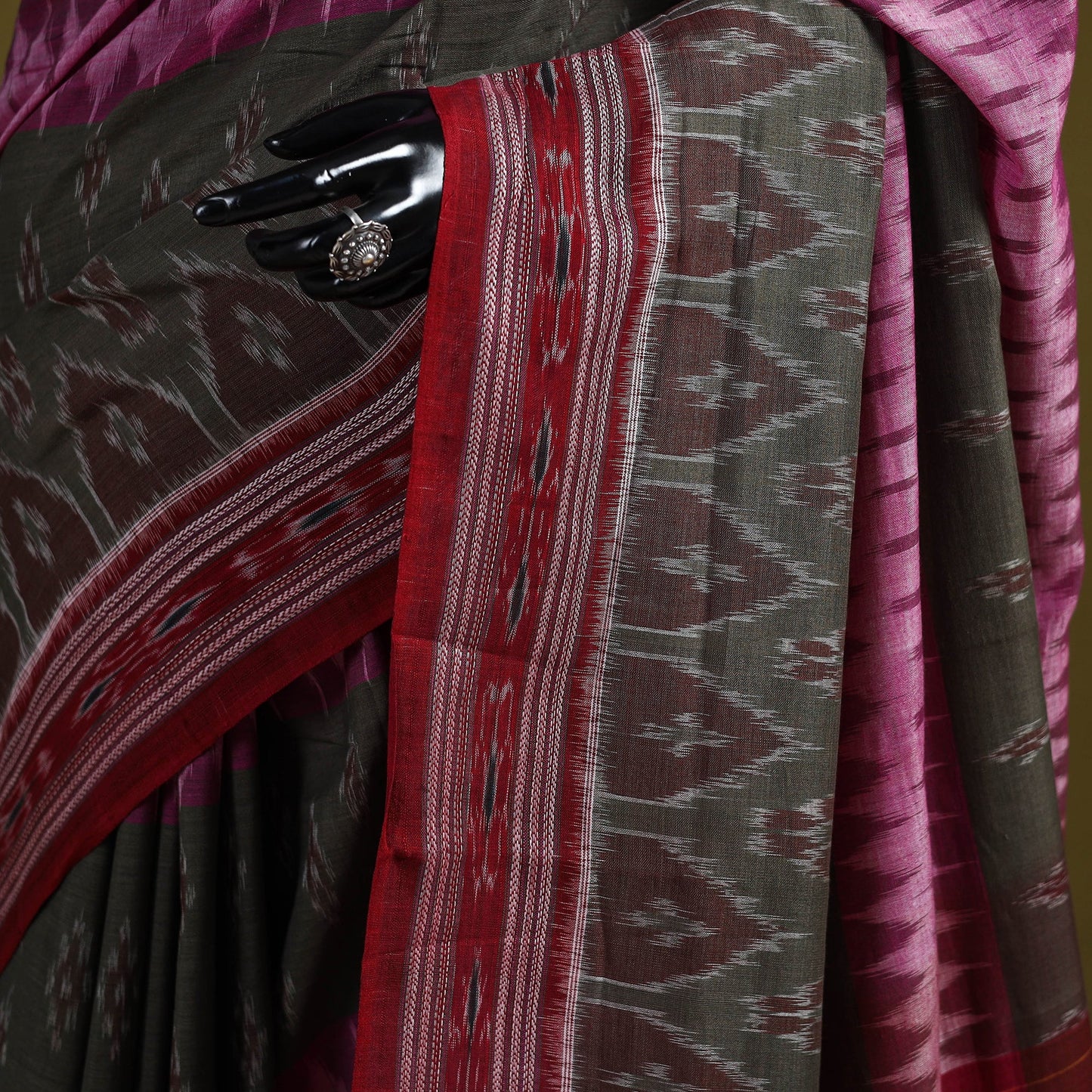 Grey - ikat handloom pure cotton sambalpuri saree 08