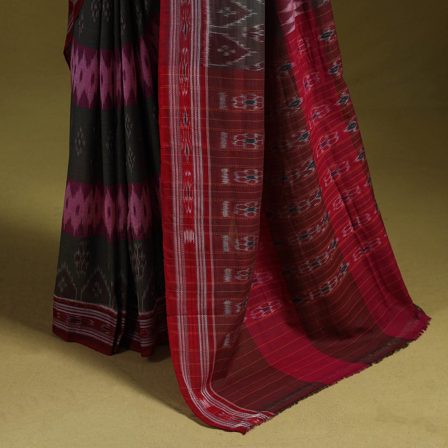 Grey - ikat handloom pure cotton sambalpuri saree 08