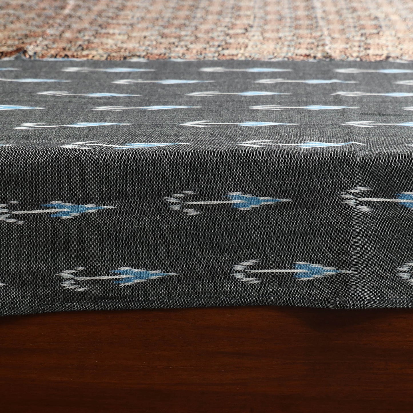 Grey - ikat with modal silk patch cotton bedsheet set 37