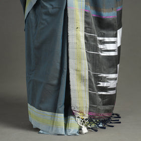 Grey - ilkal handloom cotton saree with chikki paras border