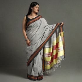 Buy Grey - Ilkal Handloom Cotton Saree With Chikki Paras Border 11 