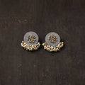 Grey - inaya fabart earrings with kundan & beads