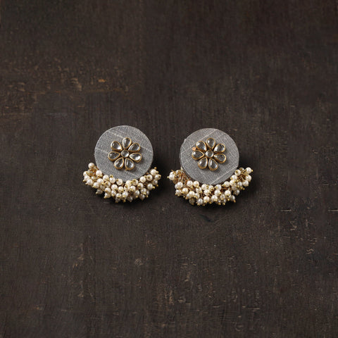Grey - inaya fabart earrings with kundan & beads