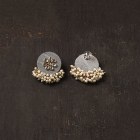 Grey - inaya fabart earrings with kundan & beads