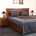 Grey - jacquard with modal silk patch cotton bedsheet set