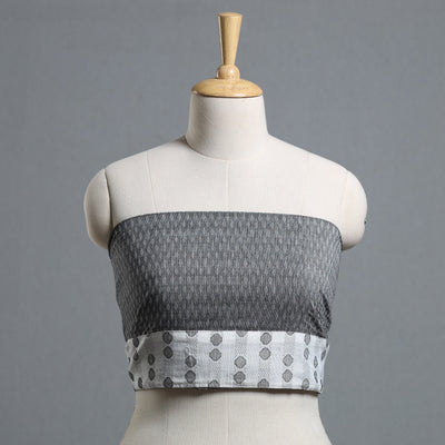 Grey - jacquard cotton blouse piece 05 - handcrafted