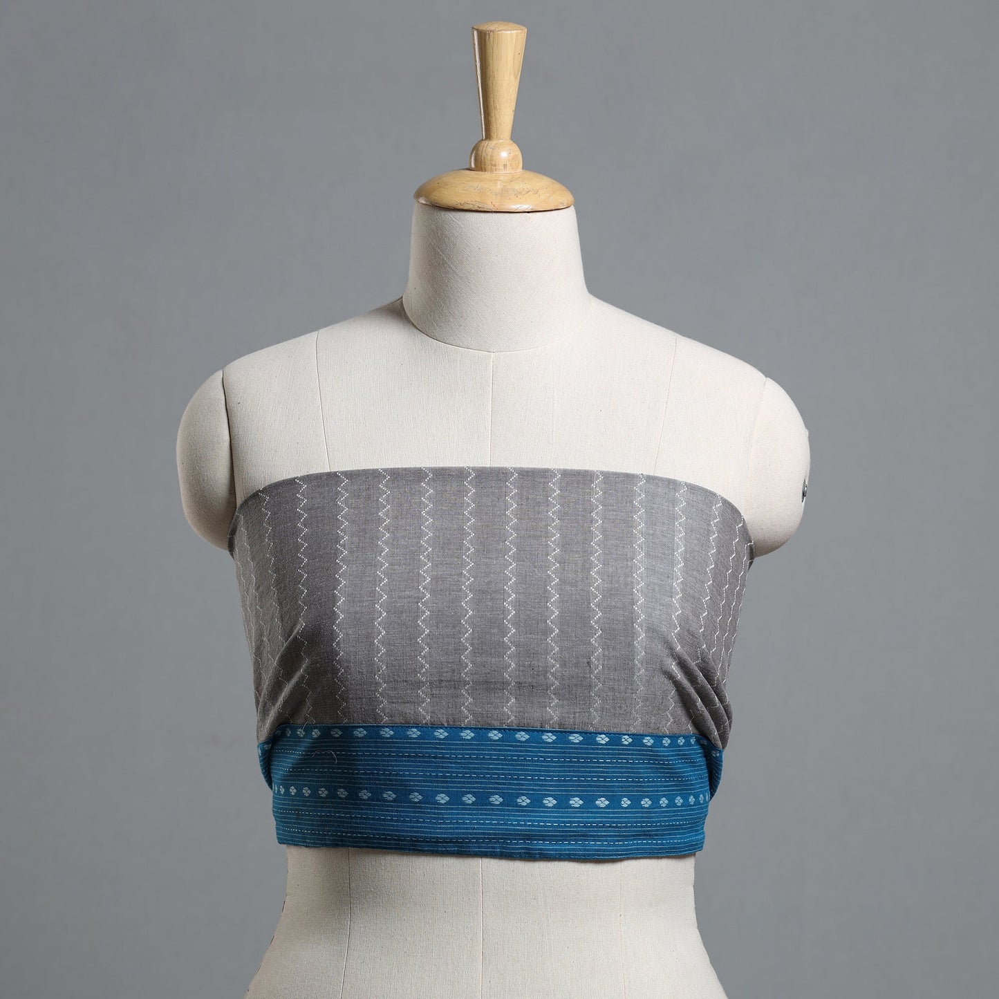 Grey - jacquard cotton blouse piece 104 - handcrafted