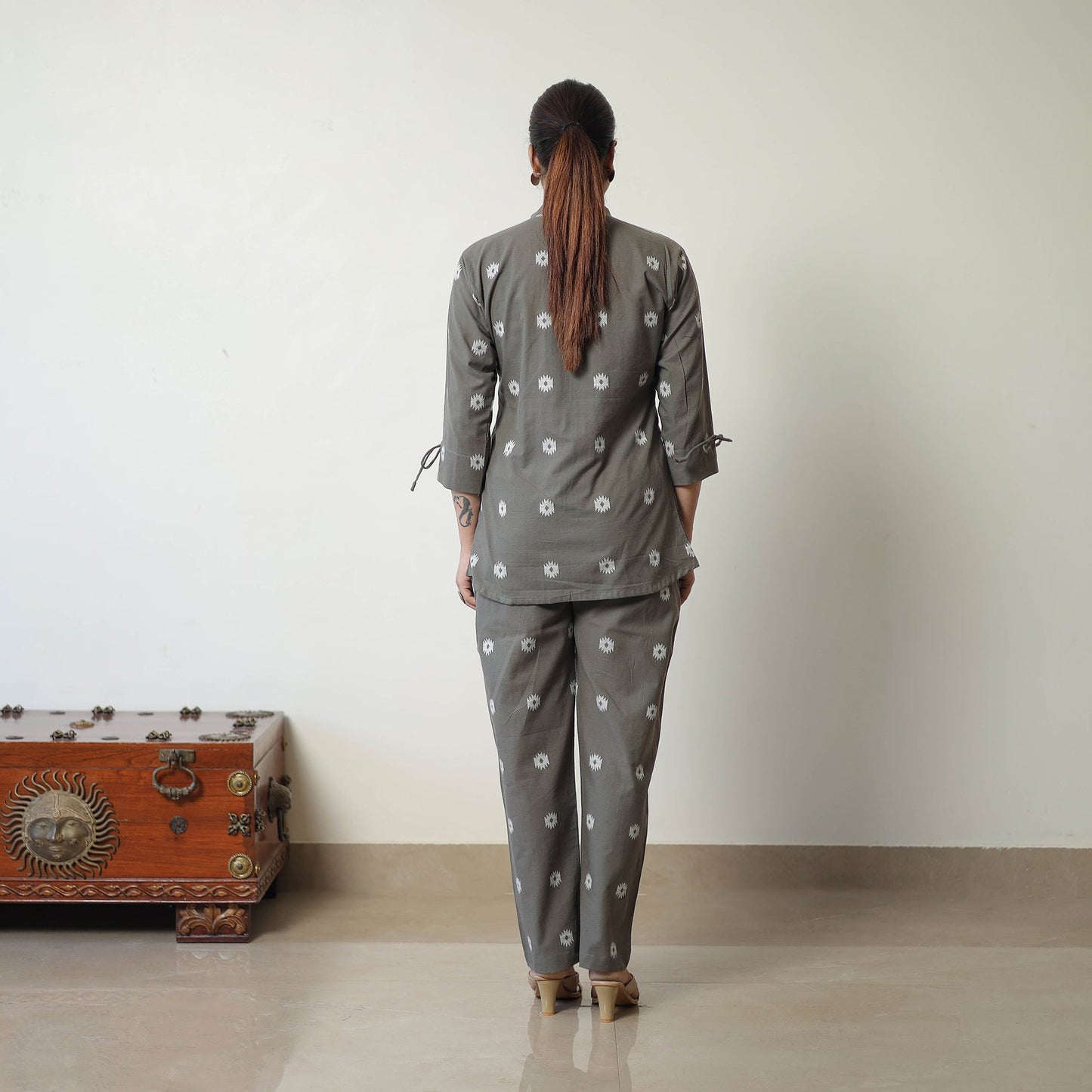  Grey Jacquard Cotton Co-Ord Set Online at iTokri.com
