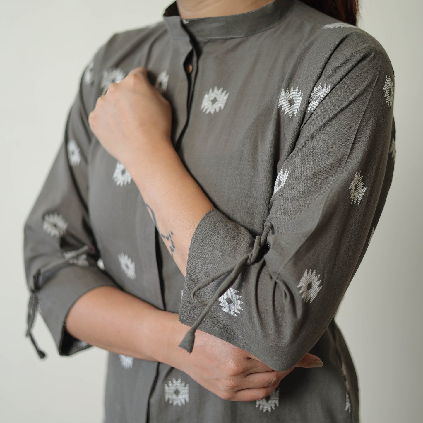  Grey Jacquard Cotton Co-Ord Set Online at iTokri.com