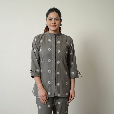 Grey Jacquard Cotton Co-Ord Set Online at iTokri.com