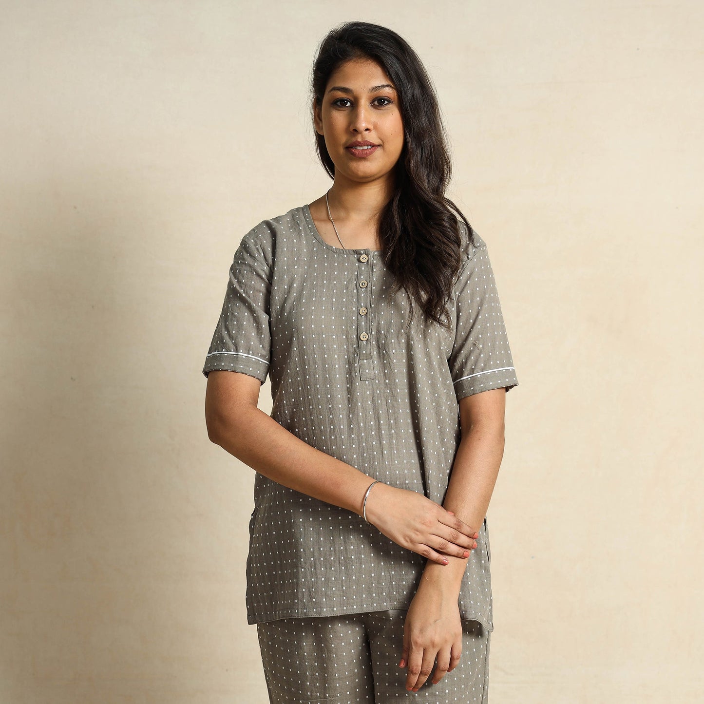Buy Jacquard Cotton Top & Pyjama Night Suit Set Online at iTokri.com