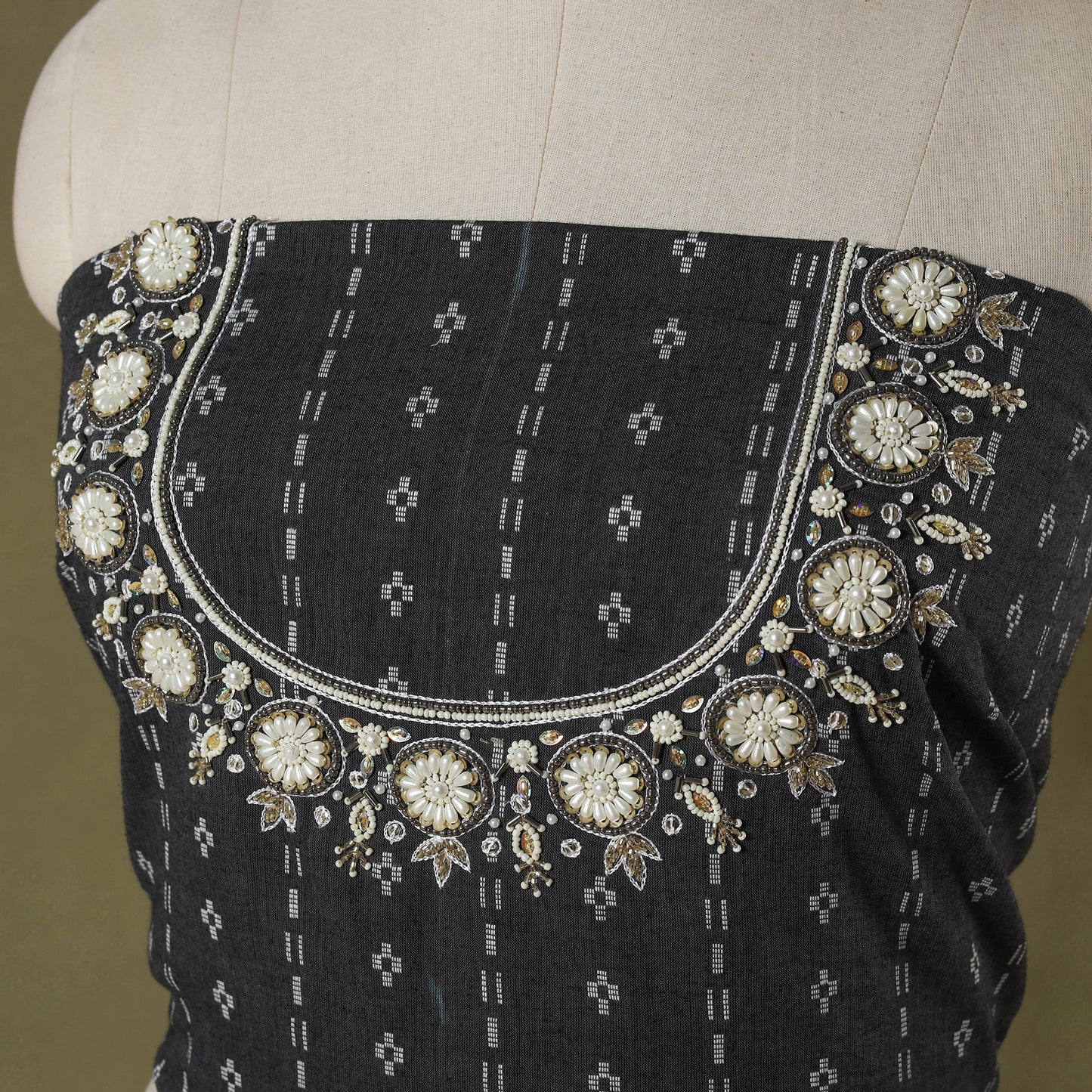 Jacquard Hand Embroidery Cotton Blouse Piece