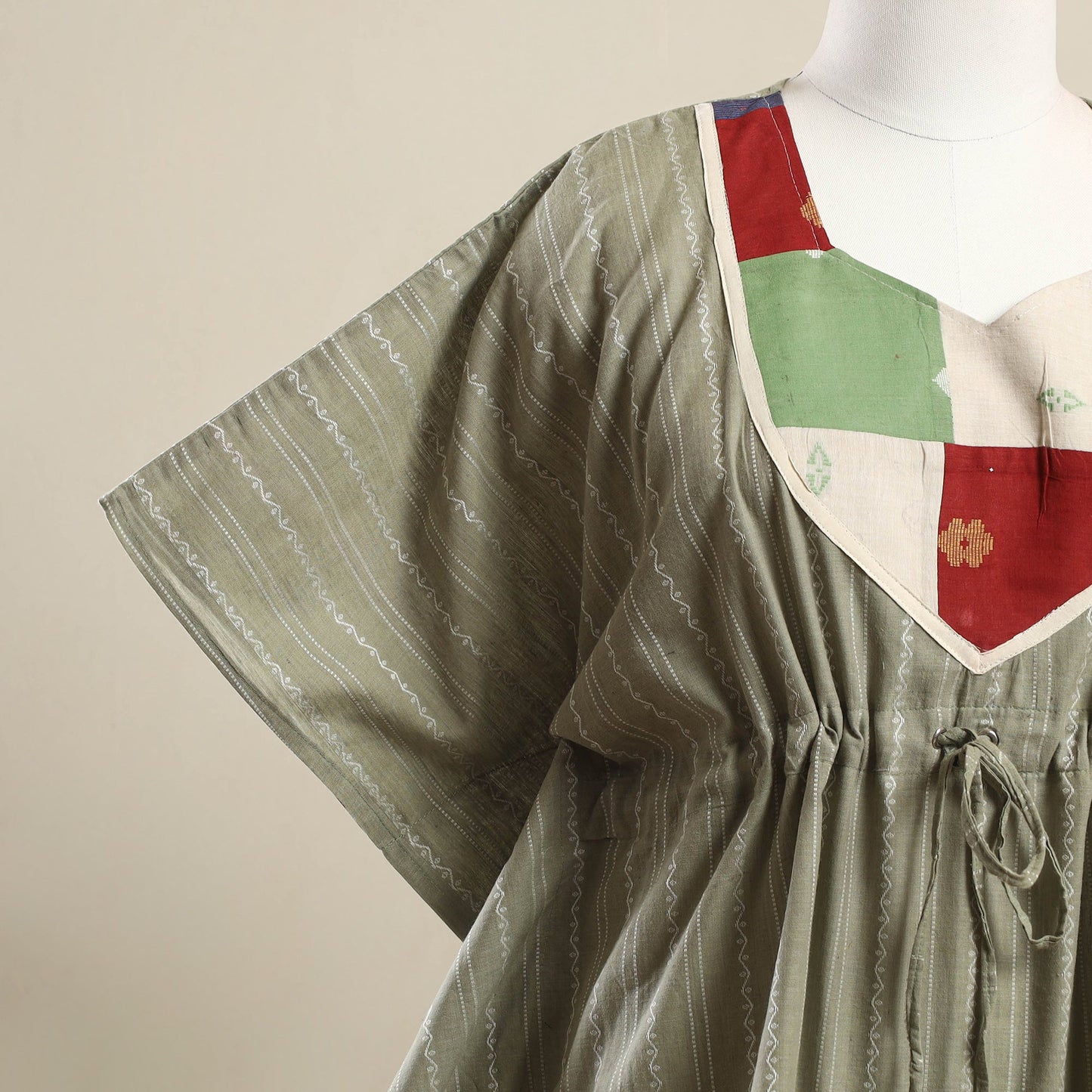 Buy Grey Jacquard Mosaic Fusion Cotton Kaftan