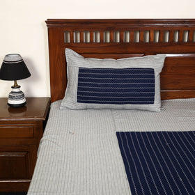 Grey - jacquard patchwork cotton double bed cover