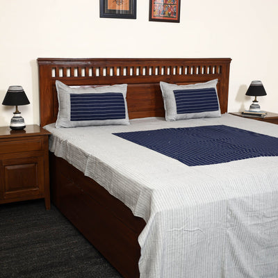 Grey - jacquard patchwork cotton double bed cover