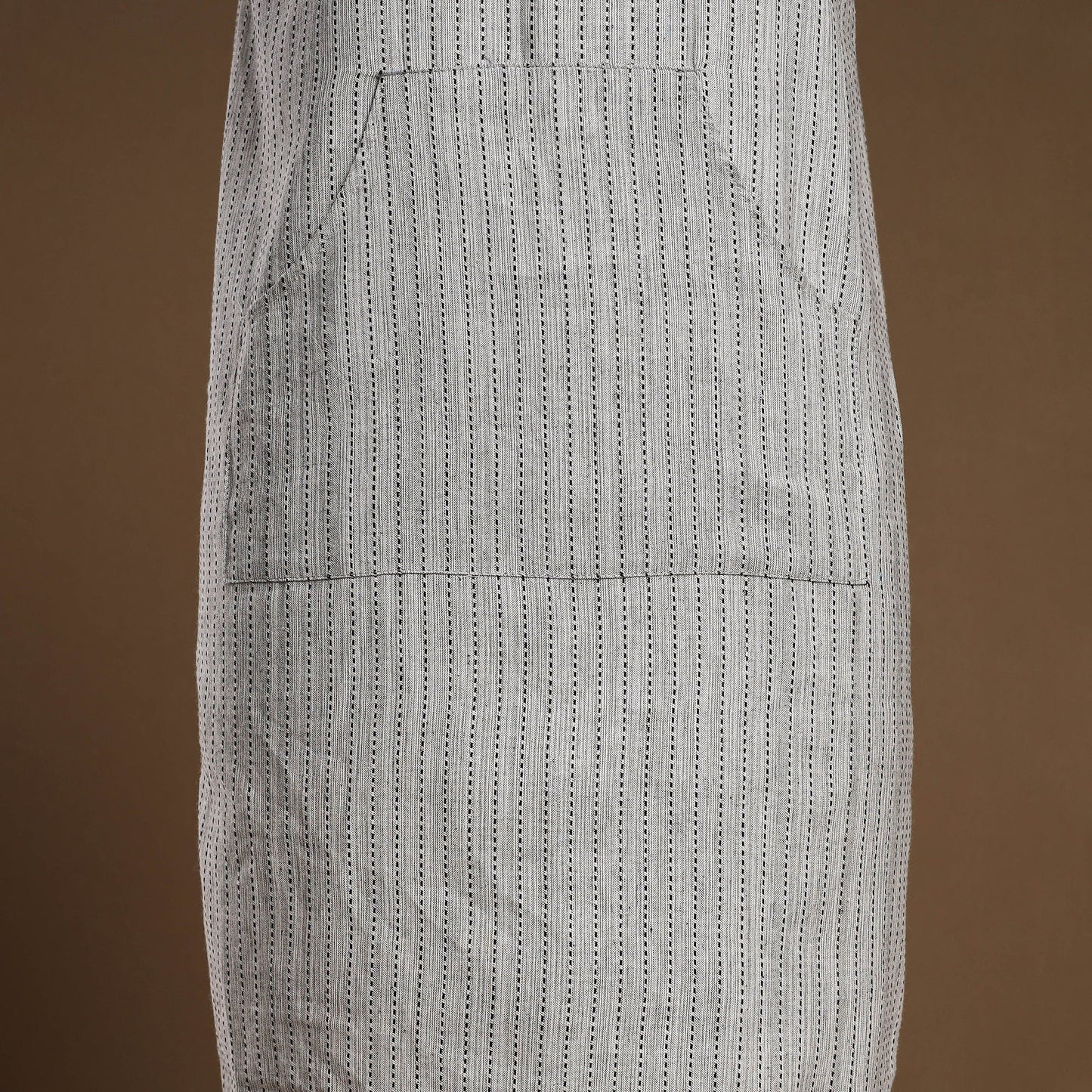 Grey Jacquard Weave Cotton Apron with Pocket