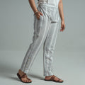 Grey - Jacquard Weave Cotton Elasticated Pant 07