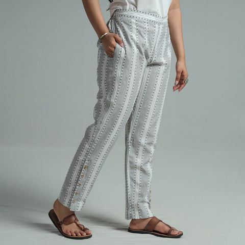 Grey - Jacquard Weave Cotton Elasticated Pant 07