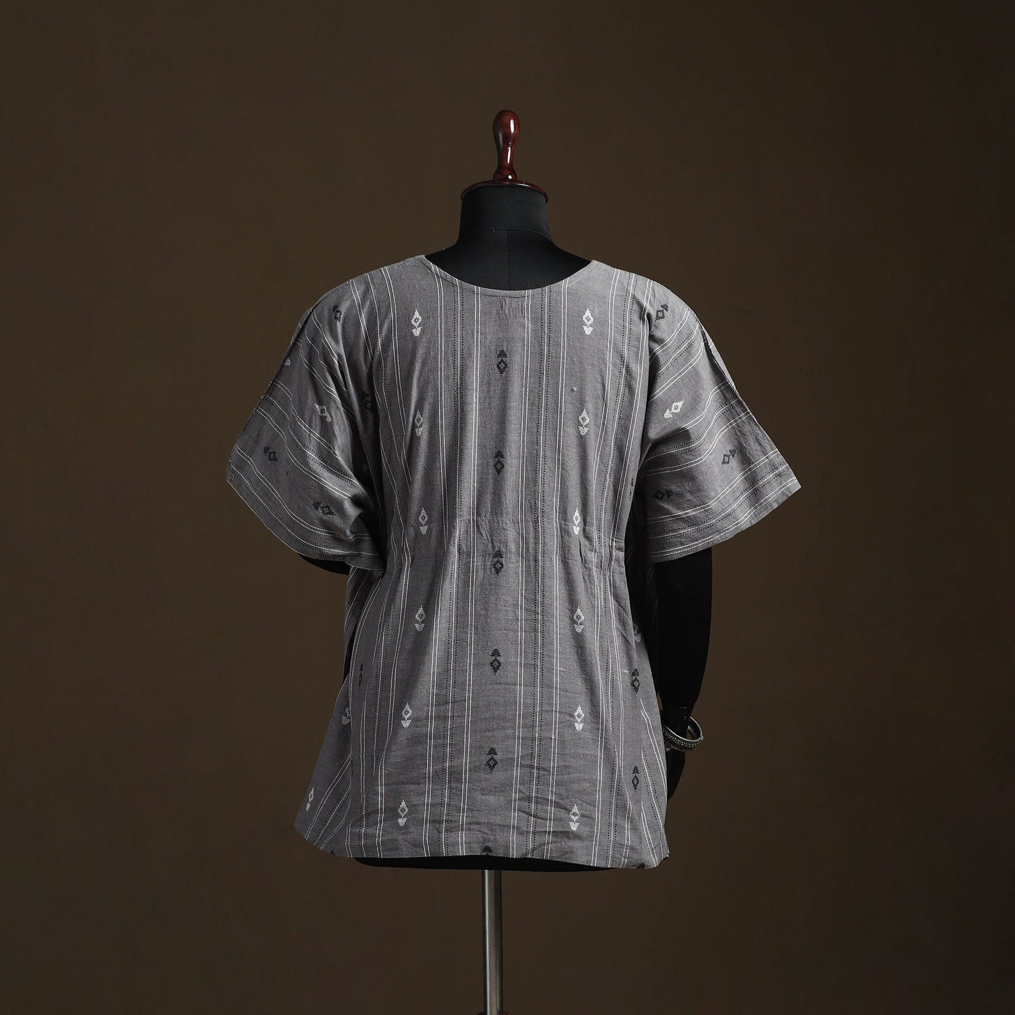 Jacquard weave cotton kaftan (short) 04 - handcrafted