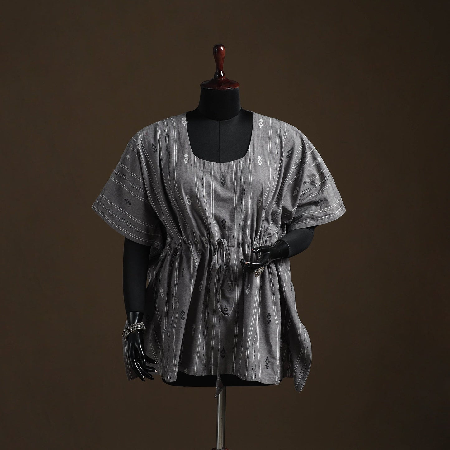 Jacquard weave cotton kaftan (short) 04 - handcrafted
