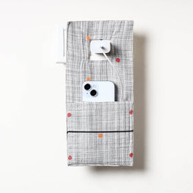 Grey Jacquard Weave Cotton Fabric Mobile Charging Holder 