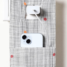 Grey Jacquard Weave Cotton Fabric Mobile Charging Holder 