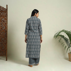 Grey - jaipur cotton kurta set 04 - handcrafted