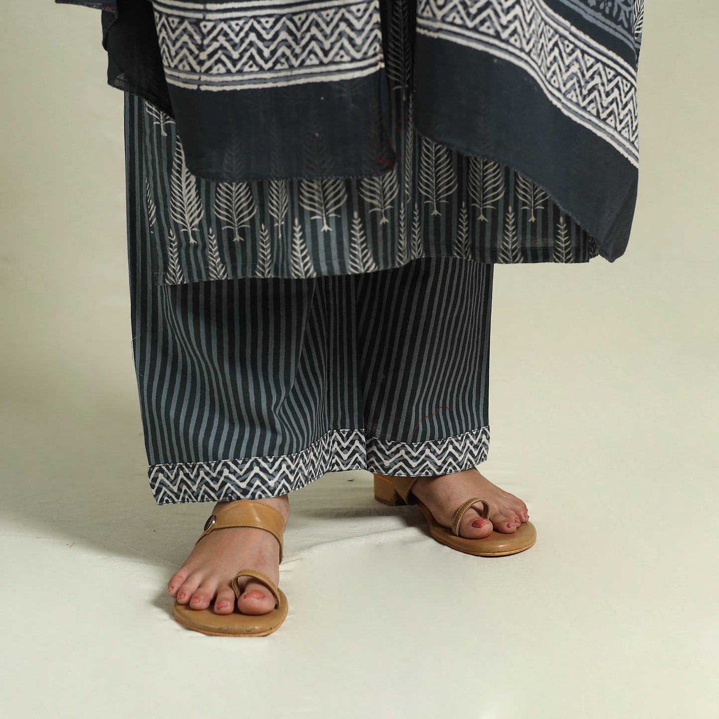 Grey - jaipur cotton kurta set 04 - handcrafted