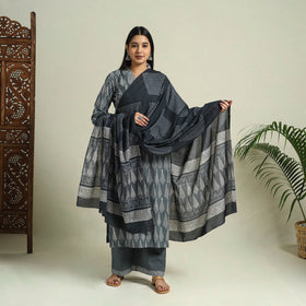 Grey - jaipur cotton kurta set 04 - handcrafted