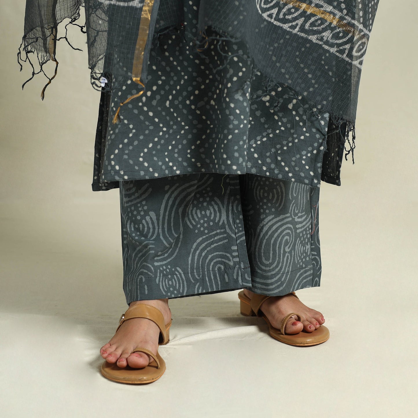 Buy Grey Jaipur Print Cotton Kurta Set
