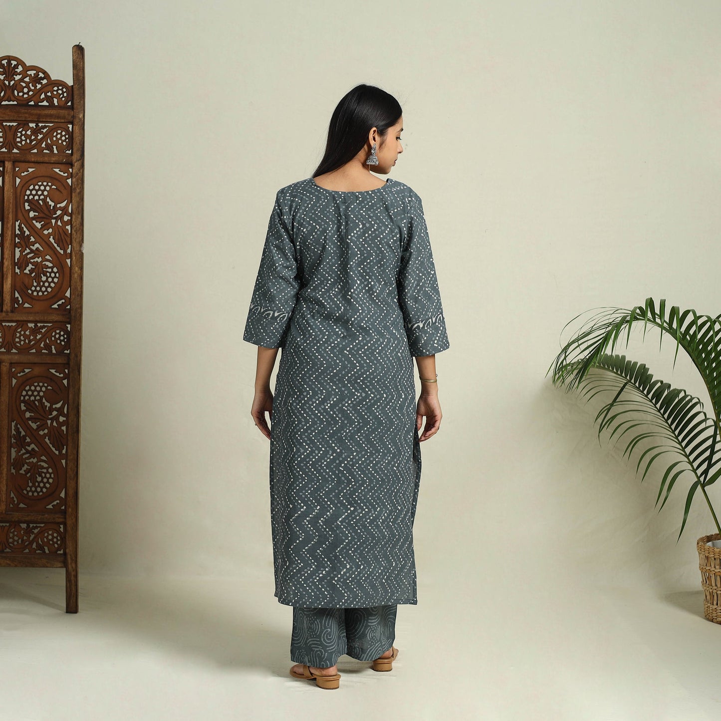 Buy Grey Jaipur Print Cotton Kurta Set