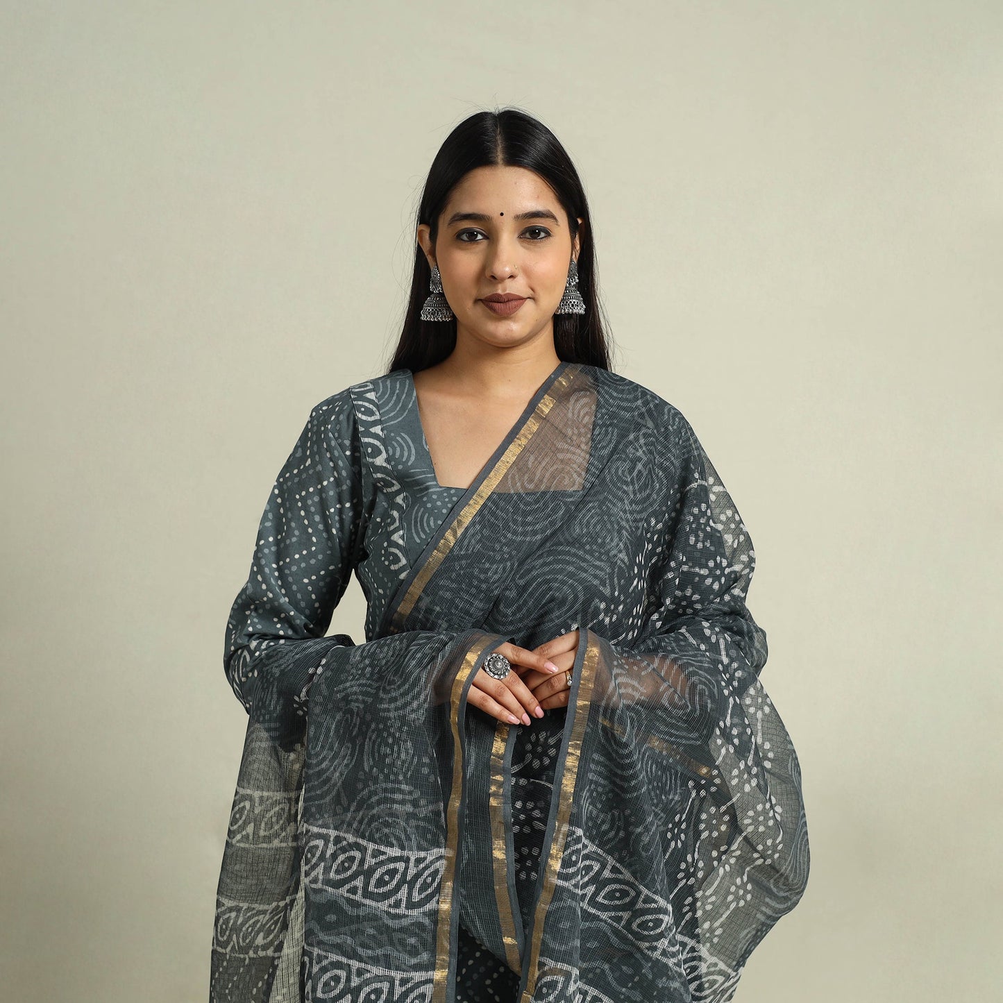 Buy Grey Jaipur Print Cotton Kurta Set