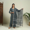  Grey Jaipur Print Cotton Kurta Set