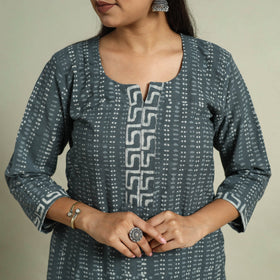  Grey Jaipur Print Cotton Kurta Set