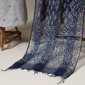 Grey Jamdani Cotton Dress Material with Jewellery Set