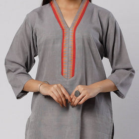 Jamdani Handloom Cotton Short Kurta for Women