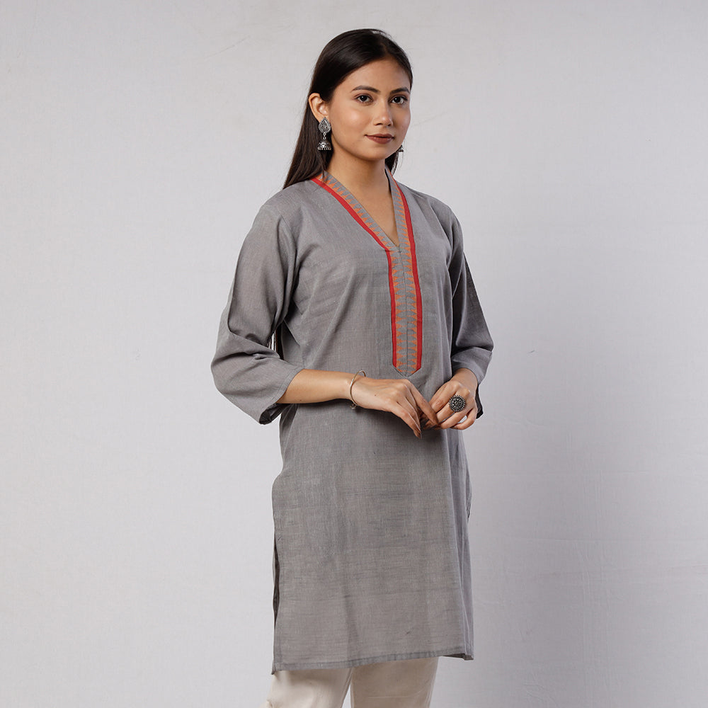 Jamdani Handloom Cotton Short Kurta for Women