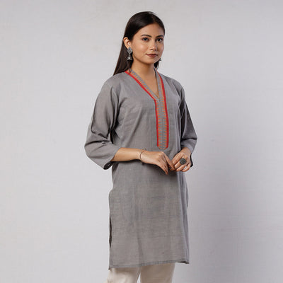 Jamdani Handloom Cotton Short Kurta for Women