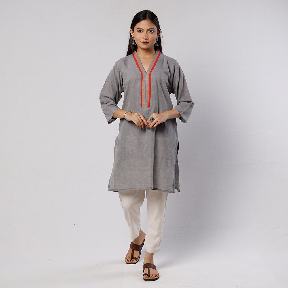 Jamdani Handloom Cotton Short Kurta for Women