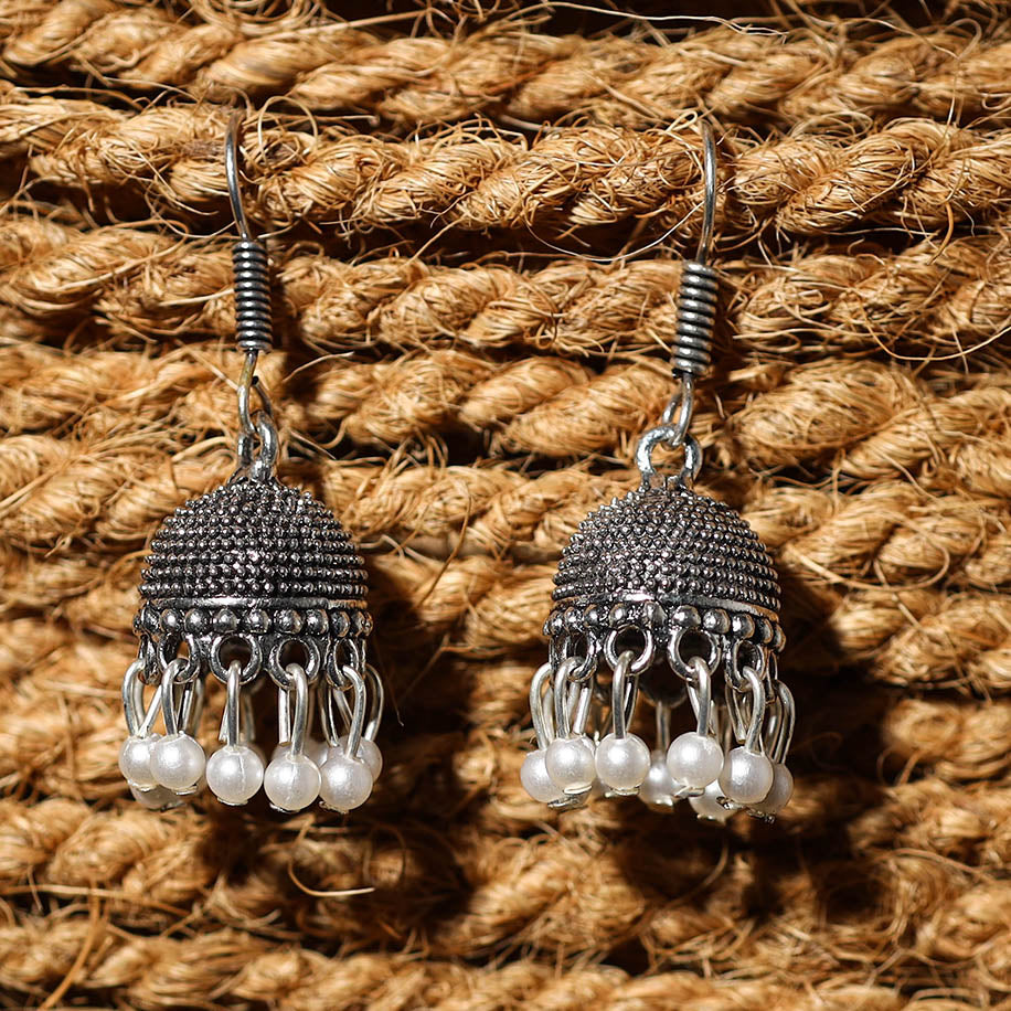 Jannat Handcrafted GS Beaded Jhumki Earrings 