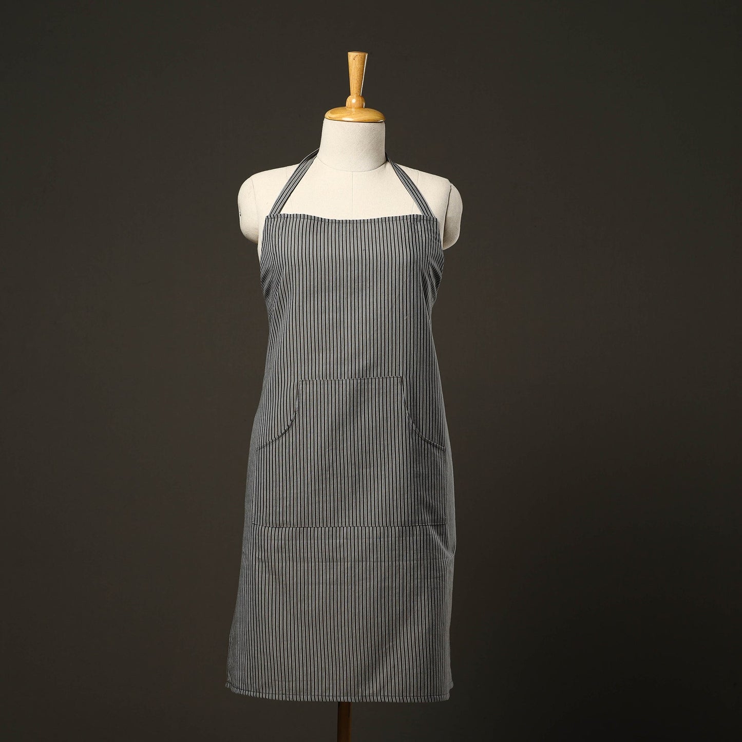 Grey - jhiri handloom cotton apron with pocket 15